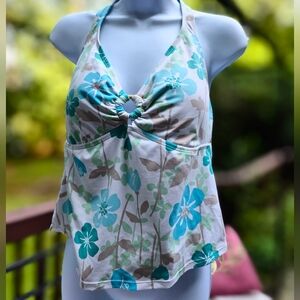 Jantzen Blue and Pink Halter Tank Top